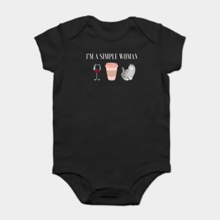 I'm a simple woman - red wine coffee cats Baby Bodysuit